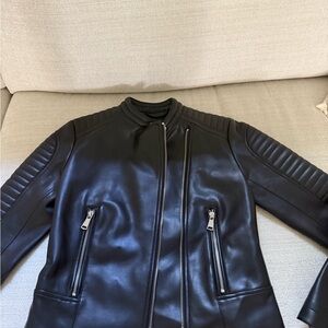 Zara Black Leather Biker Jacket fit xs /s